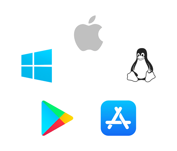 Icons of different computer operating systems.